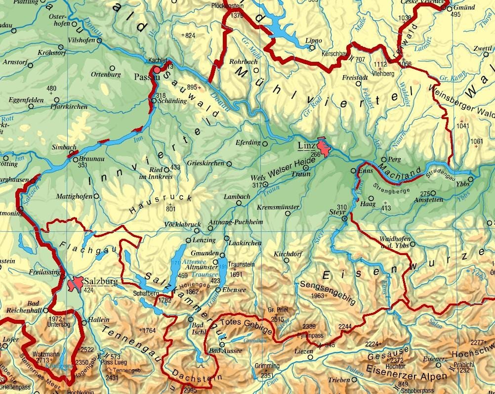 peta atas austria