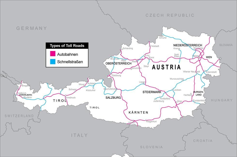 jalan tol di austria peta