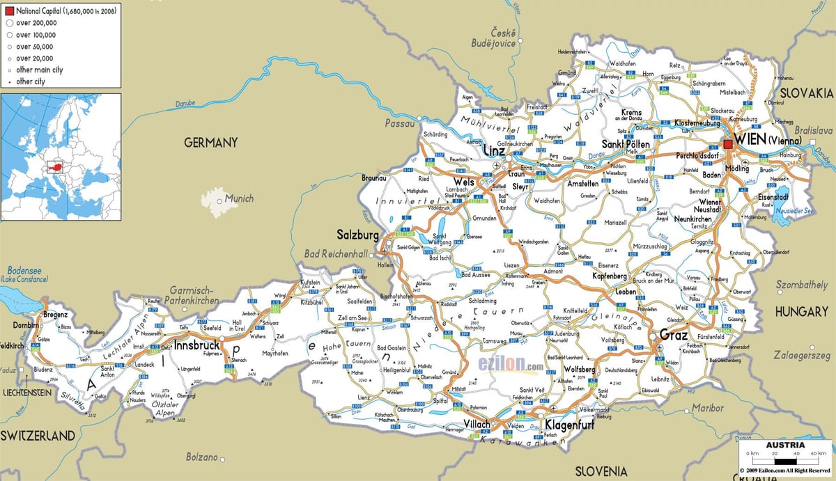 peta laluan austria
