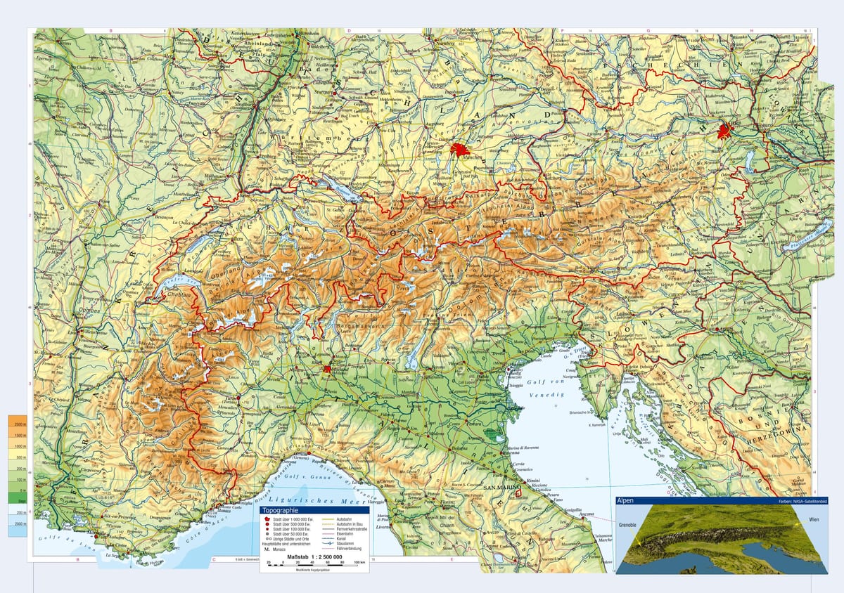 peta austria topografi