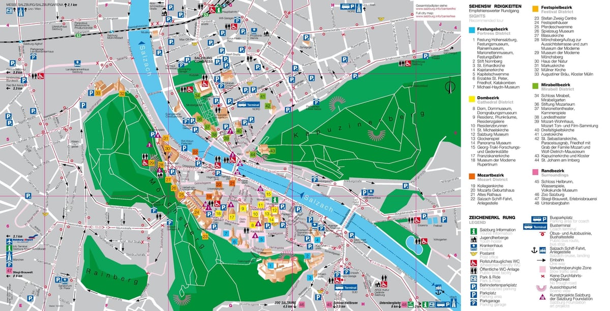 peta map pelancong salzburg, austria